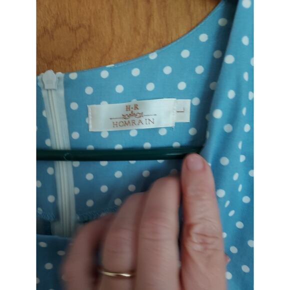 Homrain Women's Dress Pin-up Style Dress size Large Polka dot cotton blend zip - Picture 2 of 9